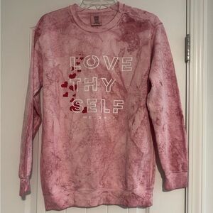Comfort Colors “Love Thy Self Tie Dye Crew Neck Sweatshirt Long Sleeve Unisex S